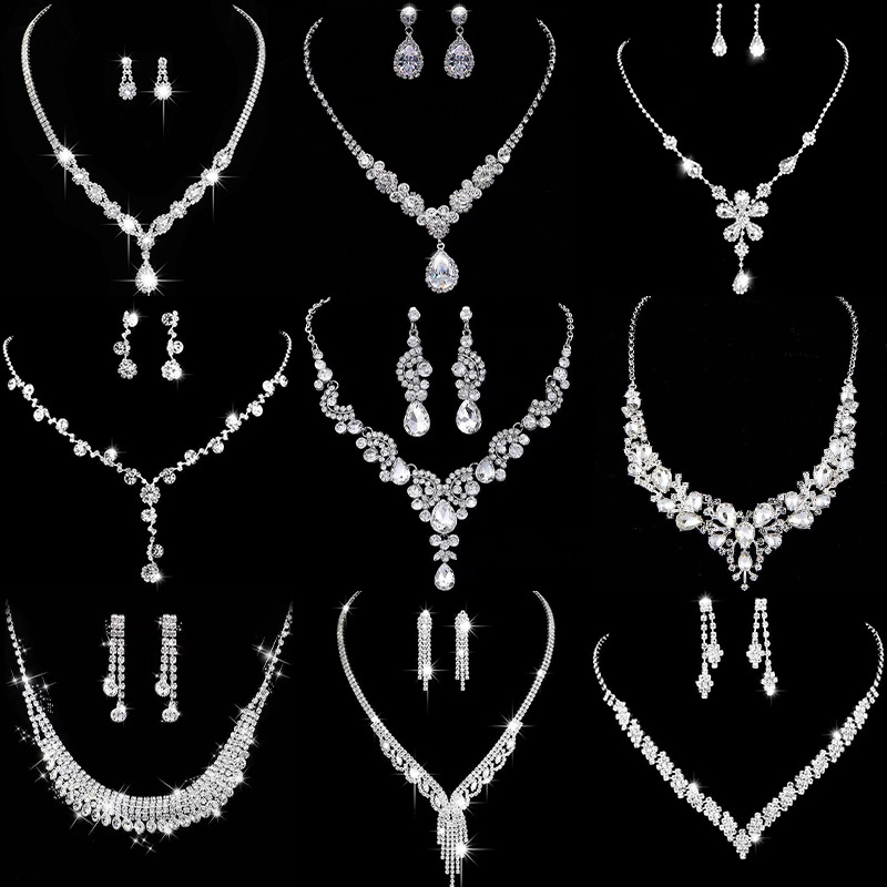 Super Shiny Full Diamond Water Drop Zircon Tassel Necklace for Women, Exaggerated Light Luxury Niche Design Clavicle Chain Dress Accessory Light Luxury