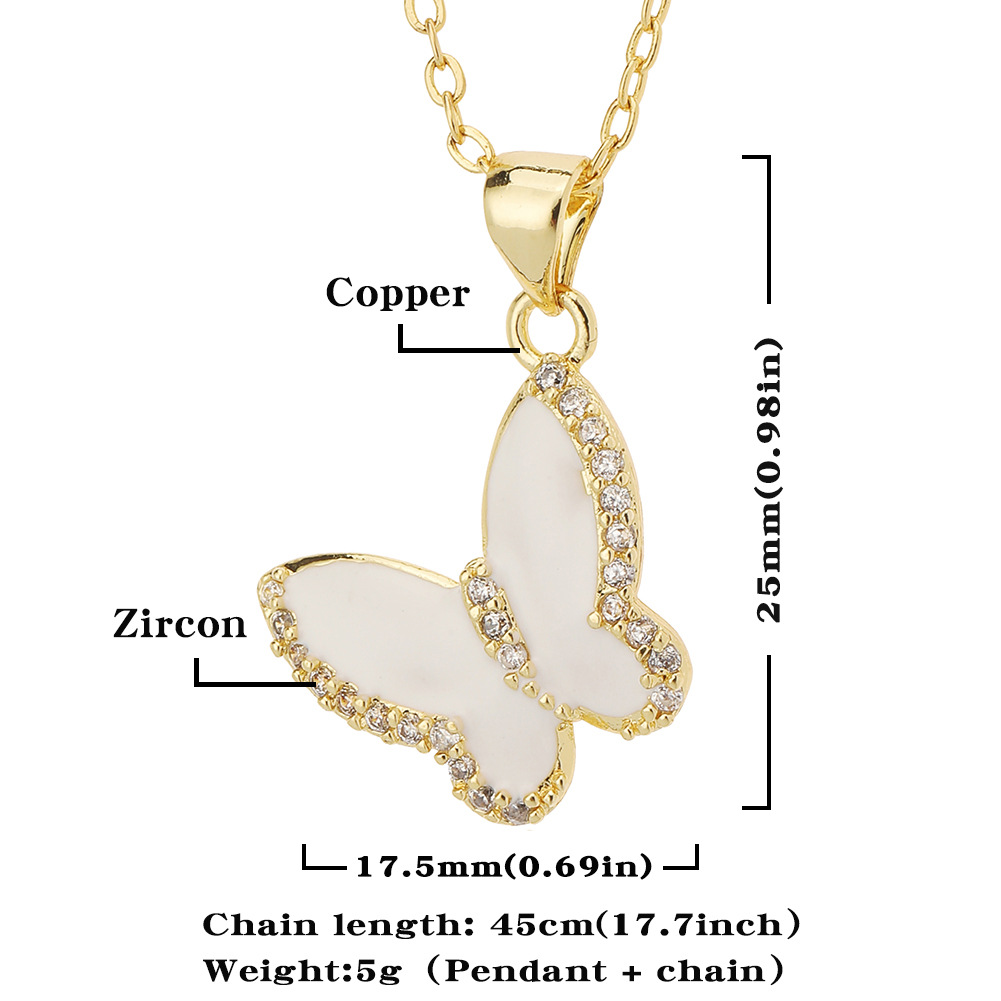 Fashion Butterfly Copper Inlay Zircon Necklace
