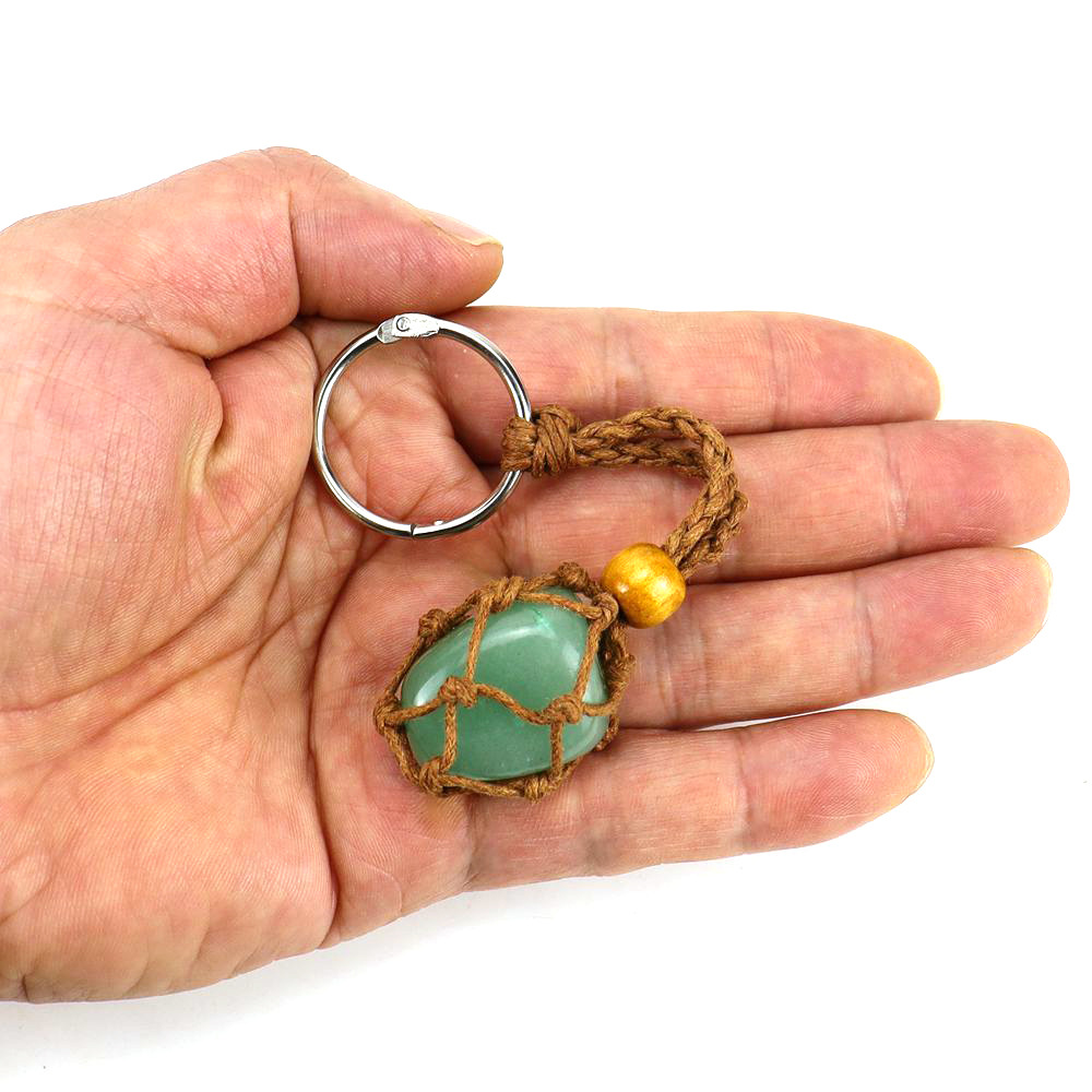 Daily Occasion Pastoral Simple Style Irregular Stainless Steel Natural Stone Cotton Thread Unisex Bag Pendant Keychain