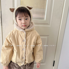 2023 Children's Fall/Winter Coat for Girls, Korean Style Lamb Wool Fleece Thick Cotton Jacket, Women's Winter Outerwear, Cotton Padded Coat 122665