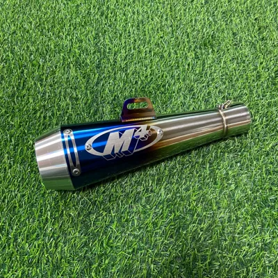 Pipe Modification M4 Tail: Motorcycle exhaust pipe - half-blue-and-white-head