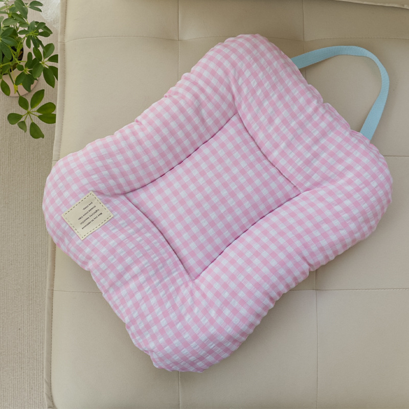 핑크 체크 무늬 매트