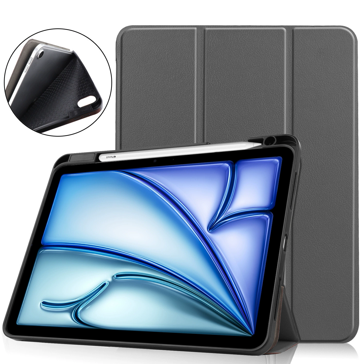 Подходит для iPad Pro11, защитный чехол iPad air 11 2024, держатель стилуса, подложка для планшета, кожаный чехол полного покрытия