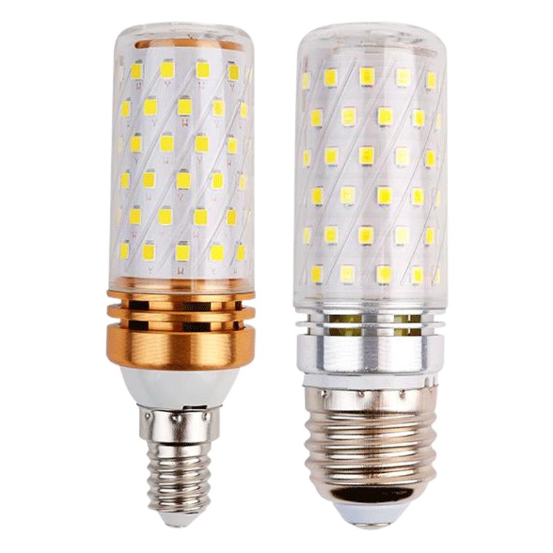 Bombilla fuerte con cabeza calvo led E14E27 boca de tornillo 12W16W bombilla de alto brillo para el hogar de ahorro de energía lámpara de maíz con cambio de luz de tres colores