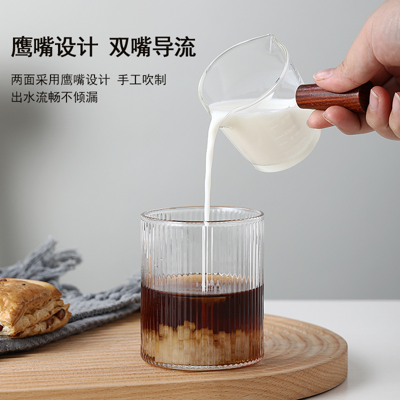 Procesamiento personalizado de café japonés leche de madera de vidrio leche de madera con escala mini leche de leche condimento jugo lata de leche
