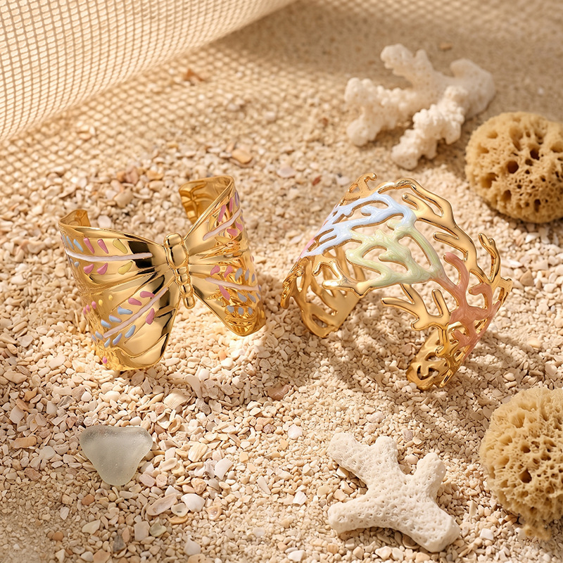 TENA joyas transfronterizas de acero inoxidable originales goteo de aceite pulsera mariposa pulsera de alto nivel de sensación de apertura pulsera al por mayor image 5