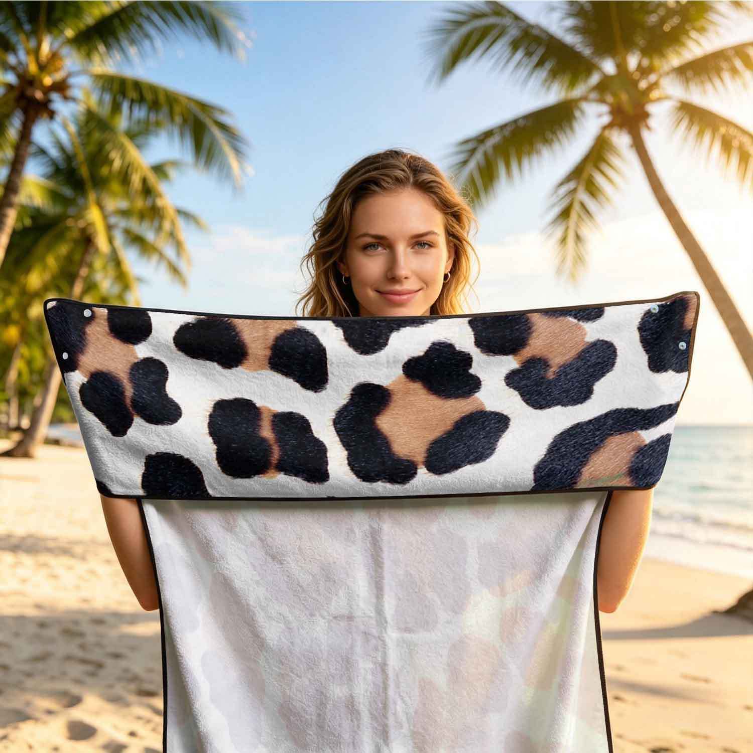 Printed bath towel and car seat cover 2-in-1, ultra-fine fiber outdoor beach and car dual-use universal seat cushion