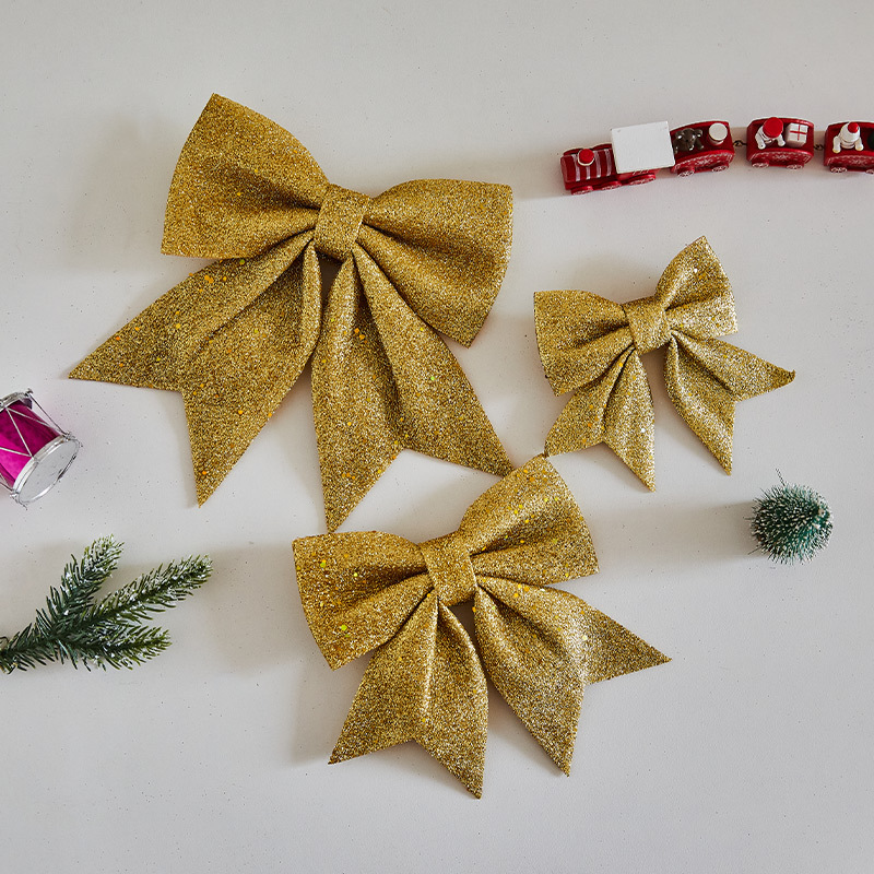 Elegant Christmas Bow Decorations – Premium Fabric Tree & Wall Hangings For Festive Home & Store Displays (White/Pink/Red/Gold/Silver/Champagne)_voghion.com