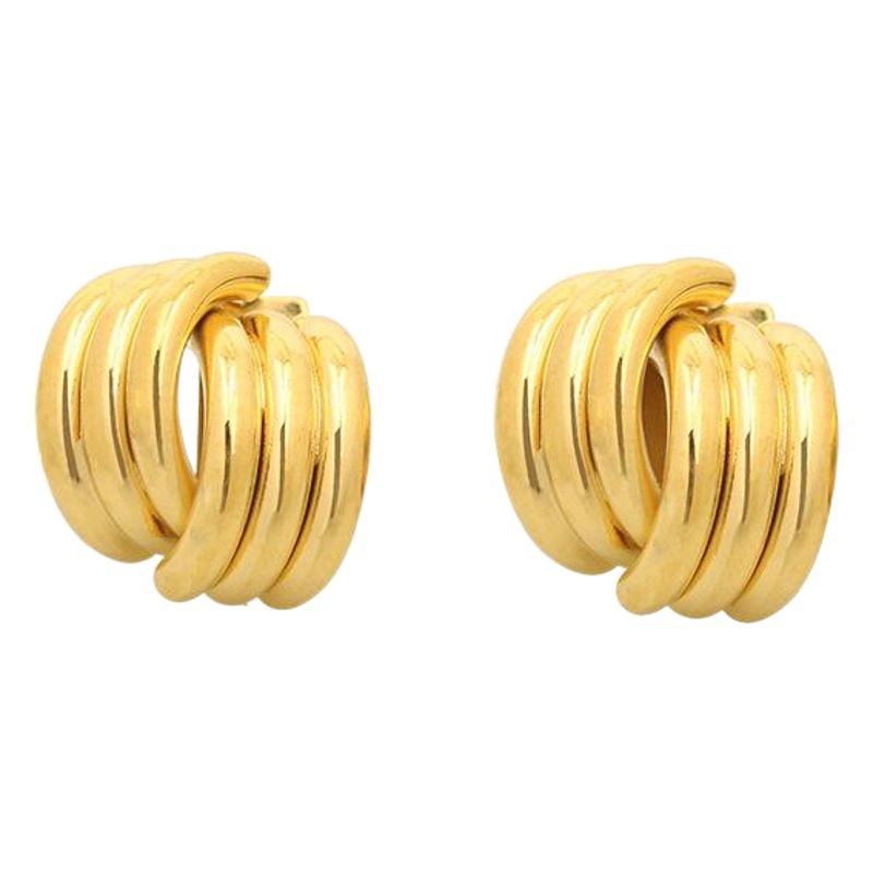Pendientes de latón con baño de oro real, diseño de líneas personalizadas, estilo minimalista y moderno para mujer, con aguja de plata 925. image 1