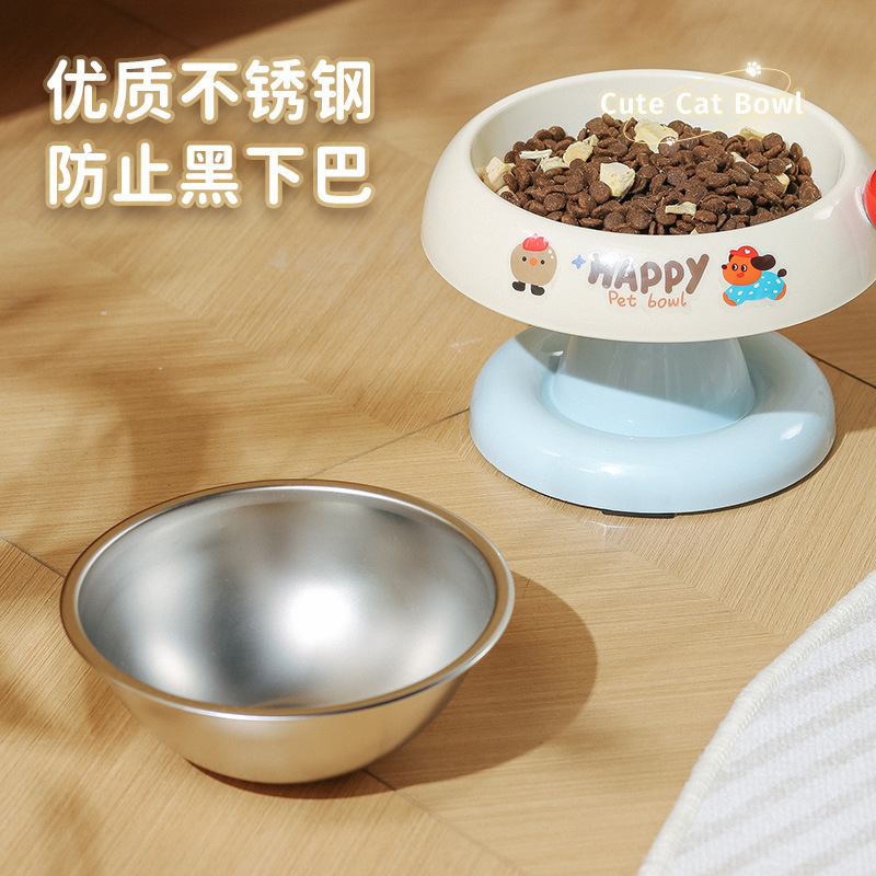 猫碗猫盆猫咪饭碗喝水碗不锈钢吸盘狗碗防滑不打翻保护颈椎宠物碗|undefined