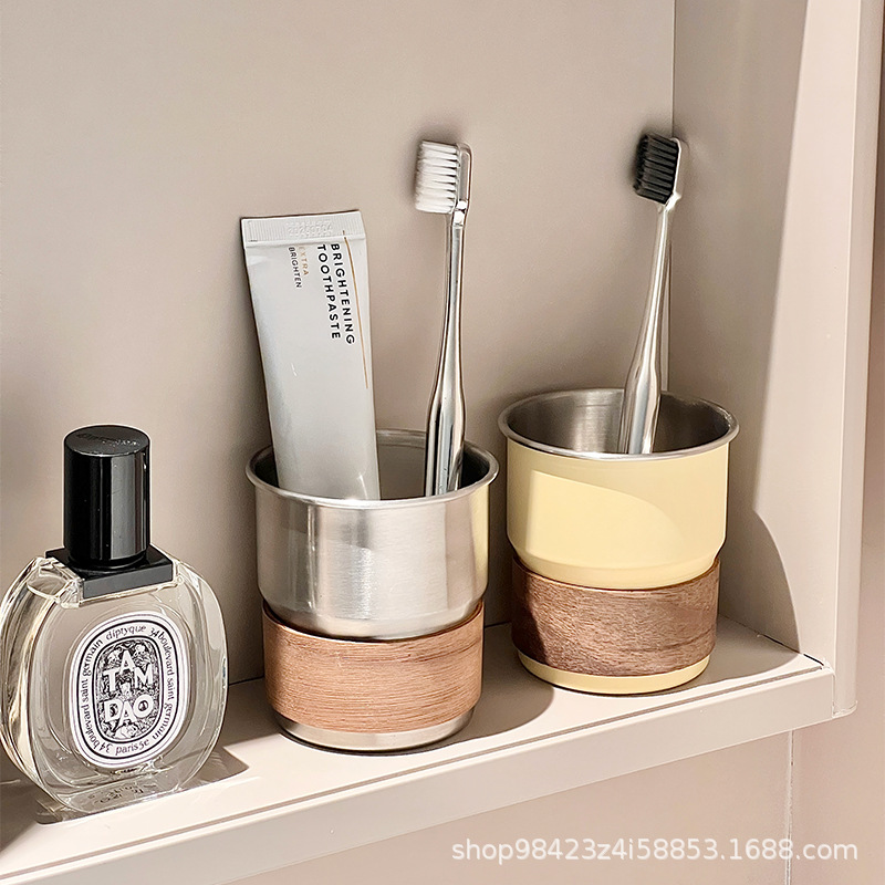 Toothbrush Cup Stainless Steel Mouthwash Cup Student Bathroom 304 Wash Cup Tooth Cup Light Luxury Ins Style Coffee Cup for Home Use