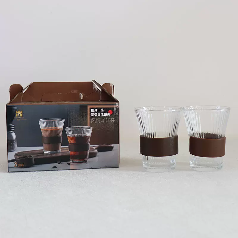 威卡竖琴水杯二件套六件套水具套装冷水壶ins风防烫卡扣玻璃水杯