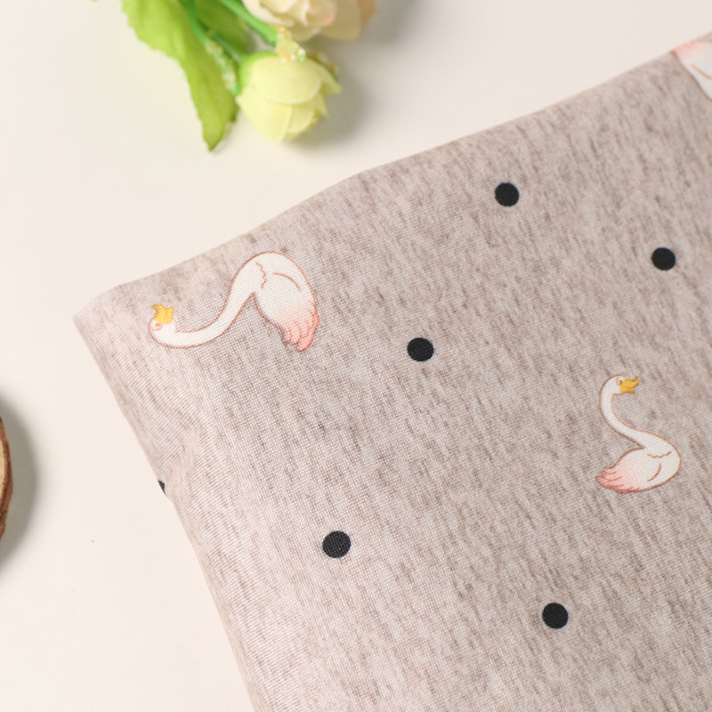 牛奶丝印花面料复合五合一通道布羽绒裤充绒布冬季羽绒服动物印花