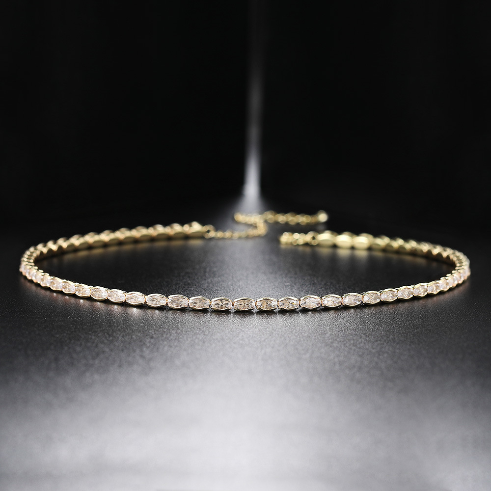 Copper Material Oval Pattern Unisex Gender Copper Rose Gold Plated White Gold Plated Gold Plated Plating Inlay Oval Zircon Necklace