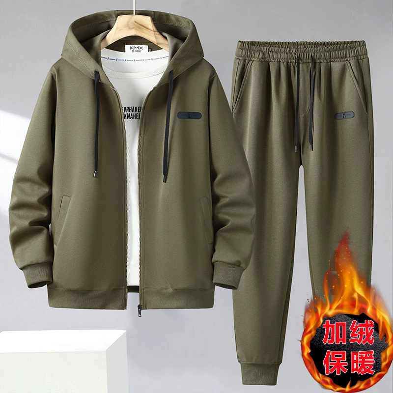 Большой размер с капюшоном и плюшевым свитером мужской кардиган