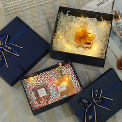 Blue Gift Box with Lid, Bow, Cardboard Gift Box for Valentine's Day and Birthday, High-End Gift Packaging Box for Wholesale
