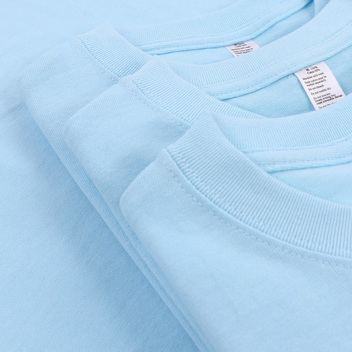 270 summer Japanese style blue sky blue baby blue short-sleeved T-shirt for men and women soft milk blue baby loose cotton top