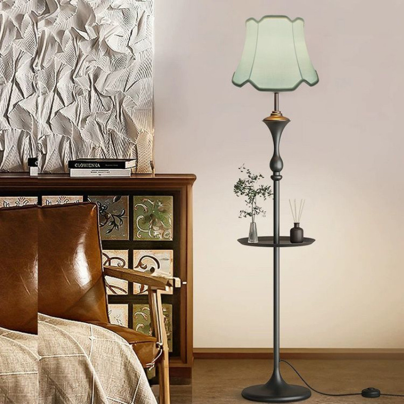 美式复古茶几落地灯沙发客厅卧室书房圆桌置物立式中古护眼氛围灯