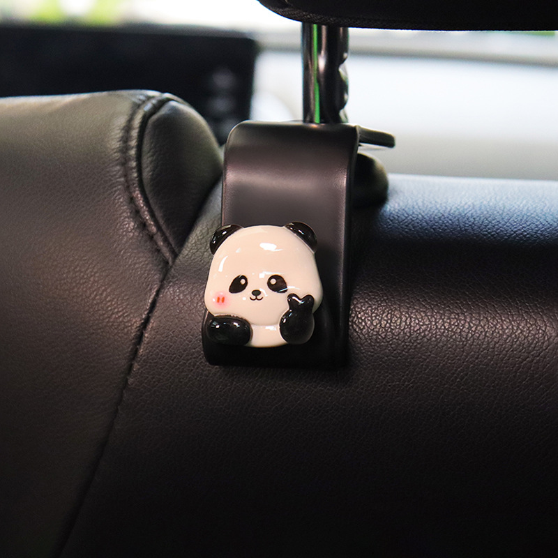 Gancho negro para automóvil Gancho panda de resina asiento trasero asiento para automóvil interior de automóvil asiento trasero creativo