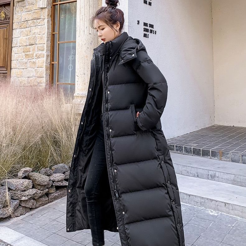 过膝气质白鹅绒超长韩版宽松加厚新款羽绒服7722小许斜纹长款