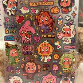 Sky原创长尺寸动物头套星星人大图贴纸浮雕卡通可爱diy手机装饰贴