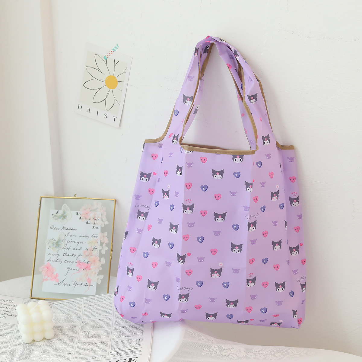 Cartoon small folding shopping bag, polyester