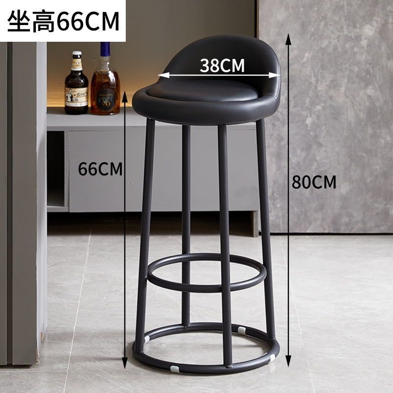 特厚铁艺凳子简约圆凳高脚凳家用靠背椅子吧台凳成人三环高折叠椅|undefined