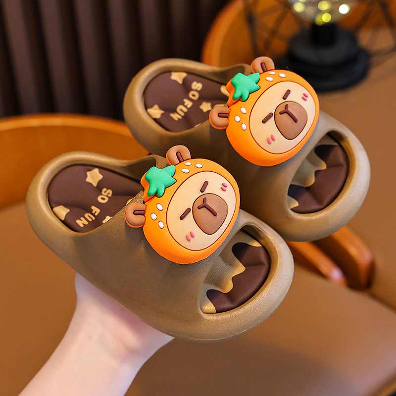 Capibara zapatillas de verano para niños, niños, hombres y mujeres, zapatillas de mierda antideslizante para padres e hijos, zapatillas de primavera para niños mayores y niños.