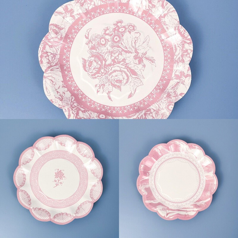 4 types of disposable paper plates 8inch pink cake paper plates suitable for birthdays, weddings, parties, gatherings, afternoon tea, etc