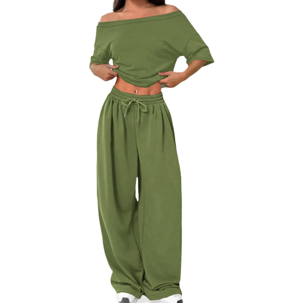 Effortless Autumn Style: Women's Long Sleeve Round Neck Top And Pants Lounge Set - Soft Casual Two-Piece Outfit For Home And Beyond_ecoleips.com