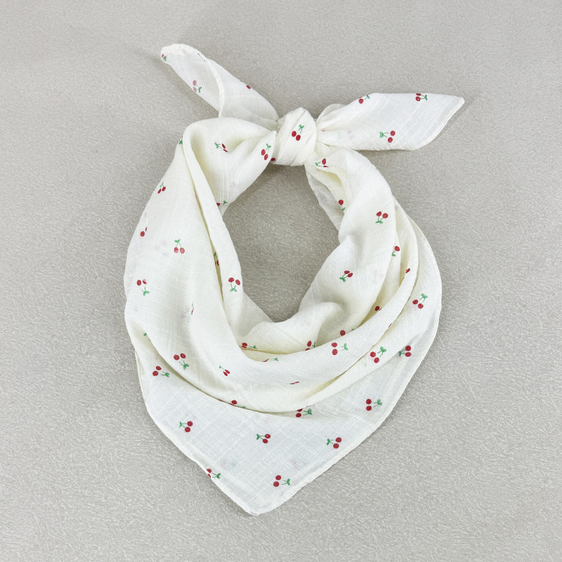 Semplice sciarpa quadrata artistica Resh Cherry, accessorio versatile, traspirante e sottile per il collo._voghion.com