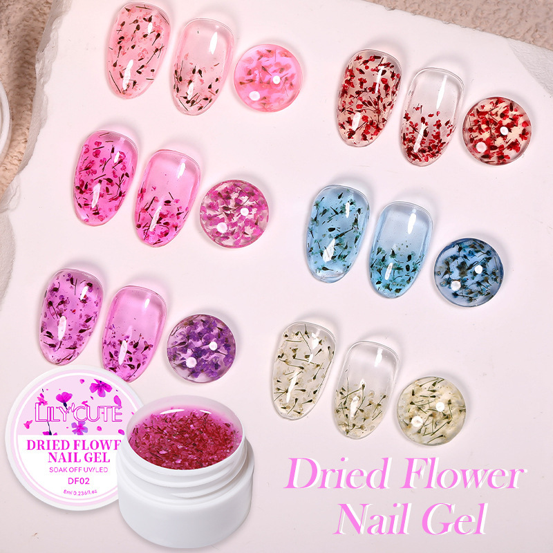 Lily'Cute New Manicure Dried Flower Glue Transparent Flower Fairy Explosive Glitter Nail Polish Glue for Nail Salons Lily'Cute New Manicure Dried Flower Glue Transparent Flower Fairy Explosive Glitter Nail Polish Glue for Nail Salons