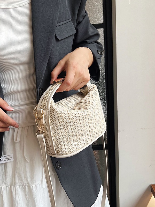 Bolso de verano 2024 nuevo estilo de moda material de tela de paja de moda bolso de mujer de moda bolso de hombro