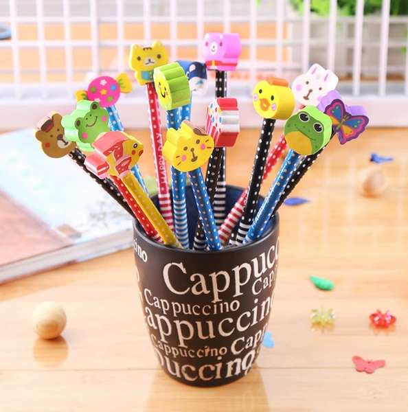 Cartoon eraser, pencil, 20 pieces