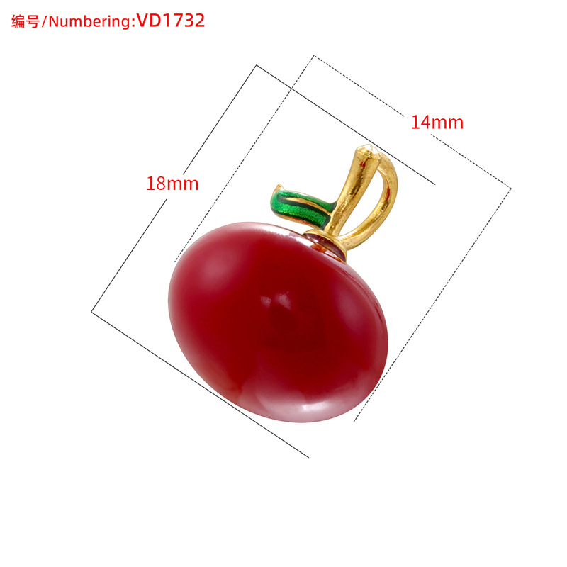 1 Piece Quantity 1 Piece 14*18MM Hole 2~2.9mm Brass Apple Pendant
