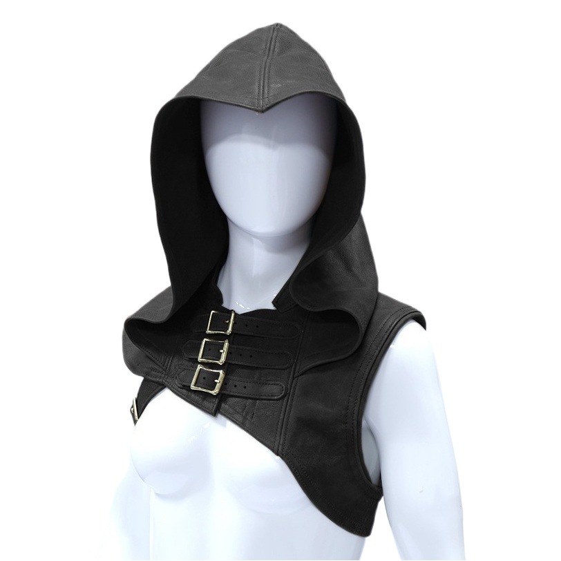 Foreign Trade Europe Medieval Pirate Buckle Shoulder Pet Solid Color Leather Headgear Stage Performance Clothing Pirate Shoulder Pet