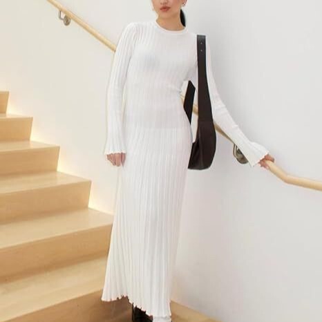 2026 Cross-Border Autumn and Winter New European and American Amazon Independent Platform Cross-Border Slim-Fit Knit Dress in Stock Supply