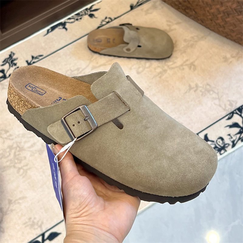 Birkenstock Shoes Pure Original Sangpo New Leather Cork Inner Heightening Thick Sole Couple Birkenstock Shoes Men and Women Slippers Summer Outer Wear