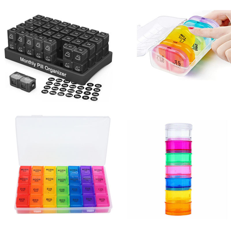 亚马逊爆款一周14格七天药盒 便捷式pp塑料药片收纳早晚小药盒