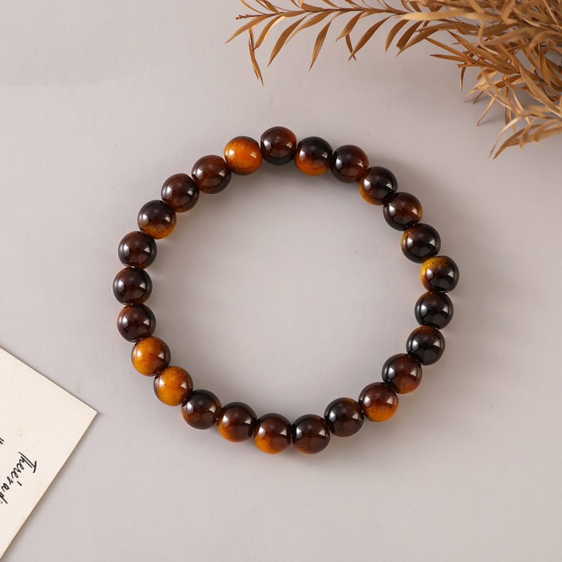 Temu, Shein, and Amazon: Popular dopamine-inspired tiger's eye glass bead bracelets, unisex, in stock for wholesale