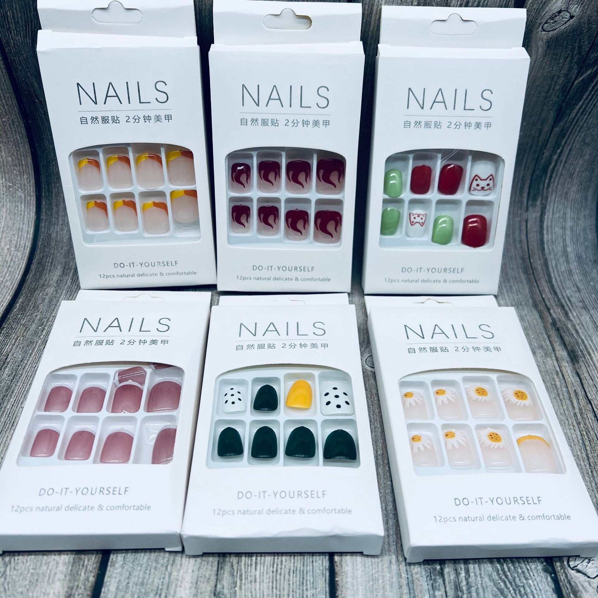 Parche de uñas falso alargado con pegamento calcomanías de uñas desgarrable Estudiante Adulto esmalte de uñas