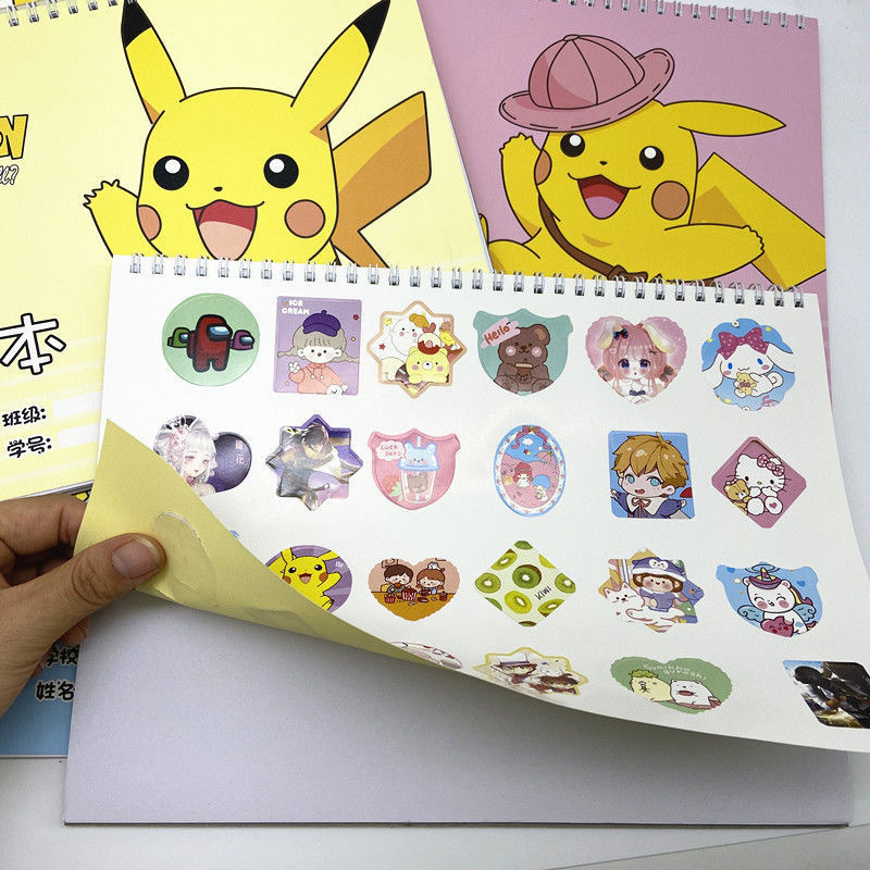A4卡通动漫皮卡丘手提线圈画画本幼儿园小学生美术空白画纸图画本-阿里巴巴
