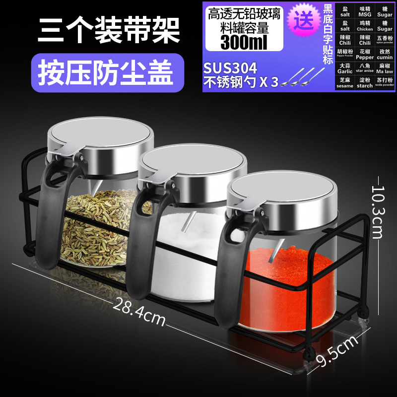 3 Latas de mango cerrado mango negro con cucharas cortas + estantes de soporte