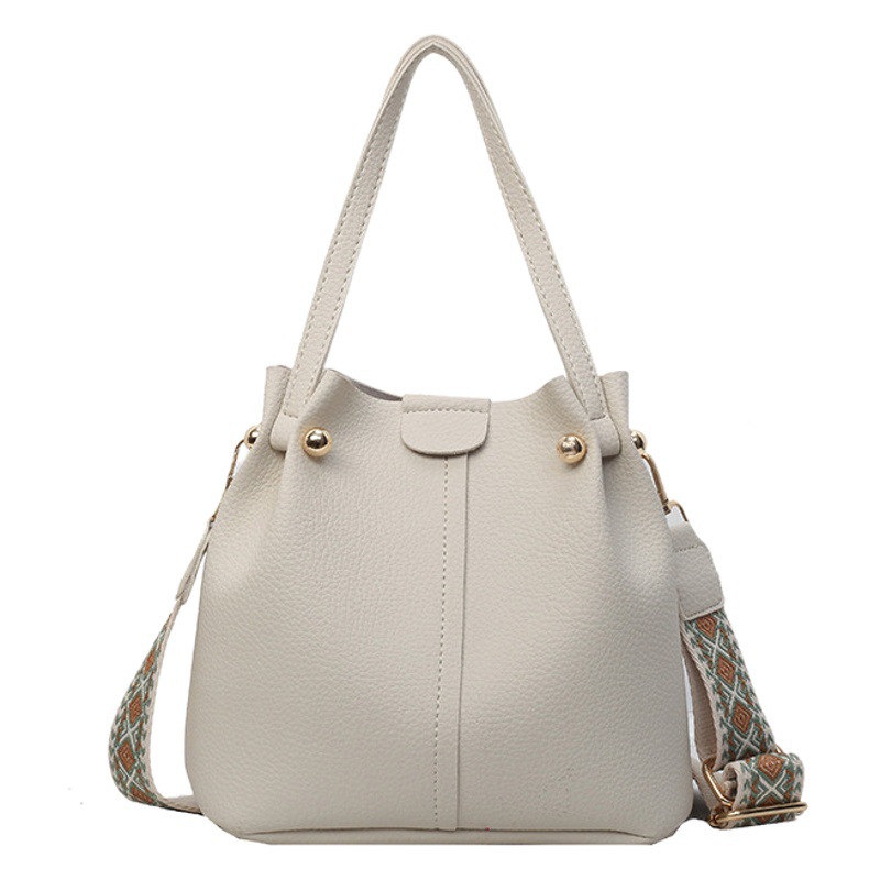 Cross-Border Women's High-End Versatile Bucket Bag 2026 New Model Wide Strap Shoulder Crossbody Bag Women's Handbag