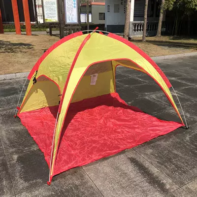 Full-automatic free-to-build quick-opening tent silver-coated sunscreen and rainproof quick-to-build 3-sided ventilated spacious outdoor tent (Çadırlar) - yellow-190165120cm