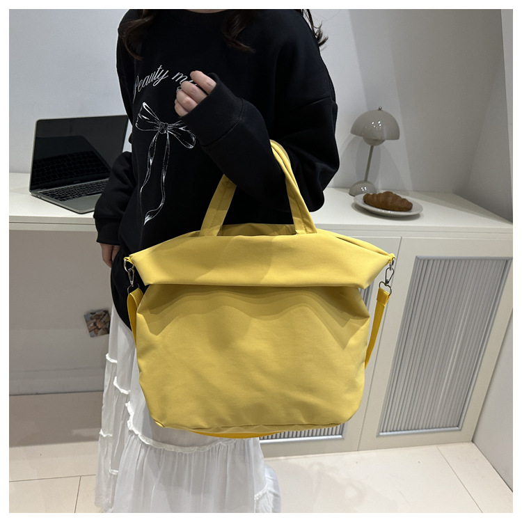 New casual nylon fashion solid color 2024 large-capacity solid color tote canvas crossbody single-shoulder hand-held Tote bag undefined