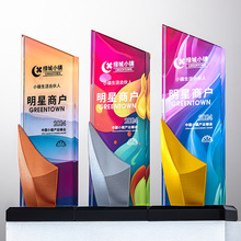 新款3D打印黄金燕尾创意水晶奖杯公司年会颁奖优秀员工高档大气