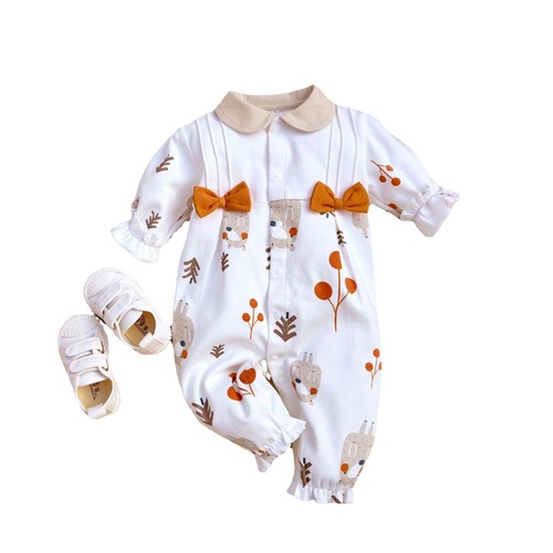Cross-border Spring and Autumn Baby Long Sleeve Bodysuit Baby Hairy Suit Newborn Crawling Suit Outfit *Cotton Bear Style 0-1