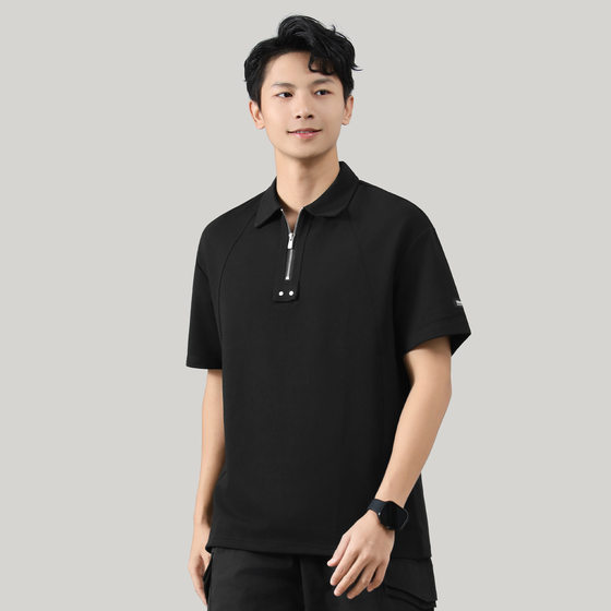 Lel Collar Texture Roman Cloth Polo Shirt Men's Summer 2025 New Arrival Wear-Resistant Loose Casual Breathable Short-Sleeved T-Shirt