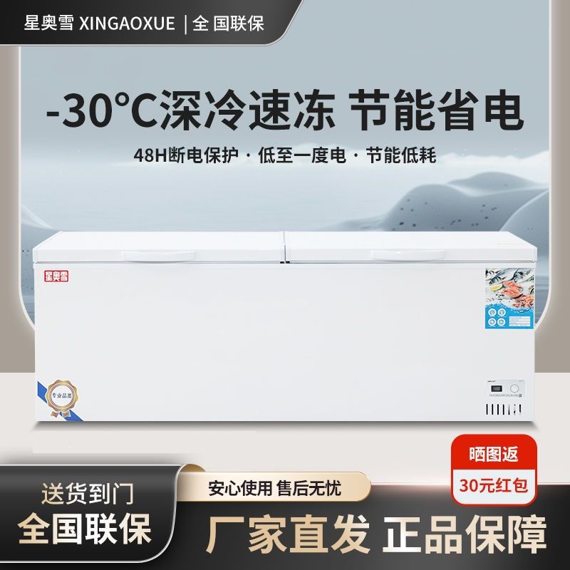 星奥雪冰柜大容量卧式双温冷柜两用冷冻冷藏商用双开门超市展示柜